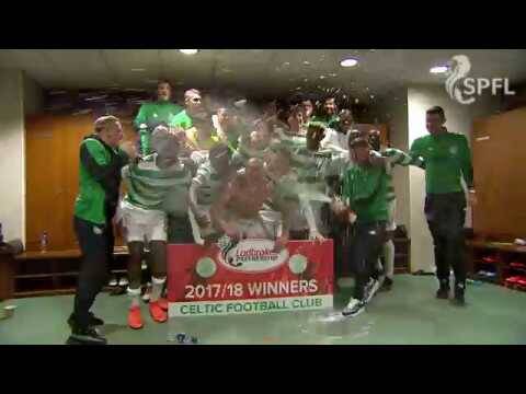 Celtic pop the Champagne in dressing room celebrations!