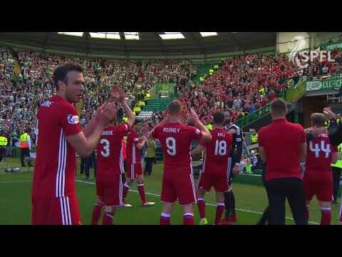 Aberdeen players celebrate famous win at Celtic Park