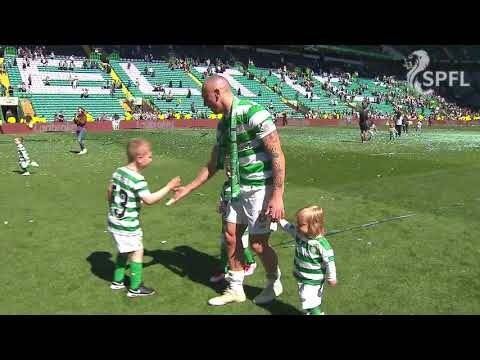 Celtic stars celebrate with the trophy