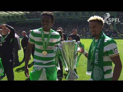 Scott Sinclair parades the Premiership trophy at Celtic Park