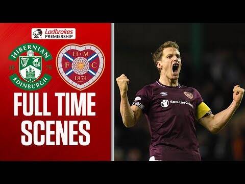 Hearts Celebrate at Easter Road | Hibernian 0-1 Hearts | Full-Time Scenes | Ladbrokes Premiership
