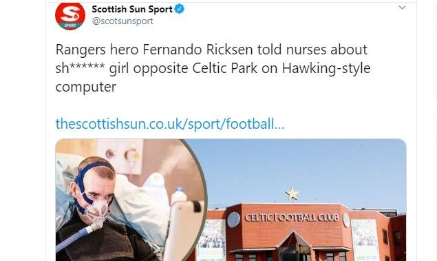Celts and Gers unite in anger against The Sun’s disgusting Ricksen article Celts and Gers unite in anger against The Sun’s disgusting Ricksen article