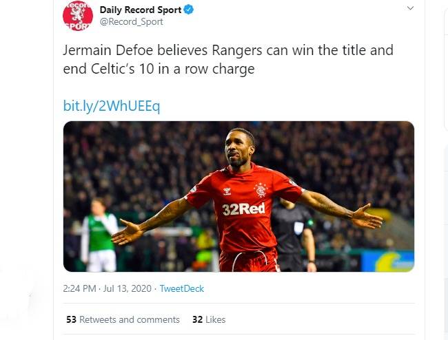 Deluded Defoe claims Sevco will win the title for 4th time in a year Deluded Defoe claims Sevco will win the title for 4th time in a year