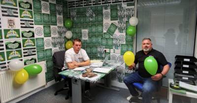 Rangers fan returns from holiday to find office redecorated in Celtic colours Rangers fan returns from holiday to find office redecorated in Celtic colours