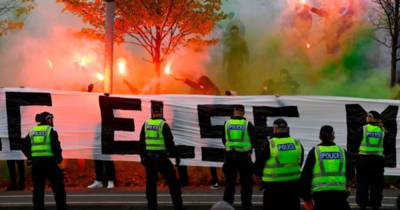 Fans light smoke bombs outside Celtic Park despite pleas for them to stay away Fans light smoke bombs outside Celtic Park despite pleas for them to stay away
