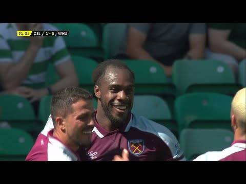 West Ham’s Michail Antonio grabs his second goal on the counter in friendly against Celtic West Ham’s Michail Antonio grabs his second goal on the counter in friendly against Celtic