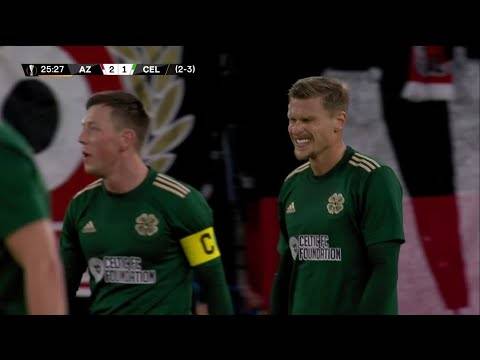 Bizarre Carl Starfelt own goal gifts AZ Alkmaar a goal against Celtic in Europa League Playoff Bizarre Carl Starfelt own goal gifts AZ Alkmaar a goal against Celtic in Europa League Playoff