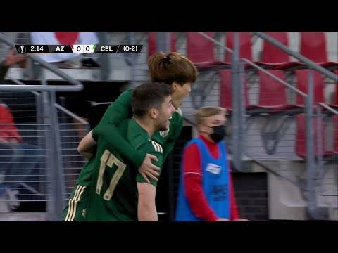 Kyogo Furuhashi opens the scoring for Celtic in Europa League playoff 2nd Leg v AZ Alkmaar Kyogo Furuhashi opens the scoring for Celtic in Europa League playoff 2nd Leg v AZ Alkmaar