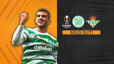 Real Betis General Sale tickets sold out! Last remaining Hospitality areas available Real Betis General Sale tickets sold out! Last remaining Hospitality areas available