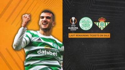 Last remaining Real Betis tickets now available Last remaining Real Betis tickets now available