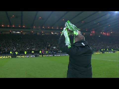Ange Postecoglou brings the Premier Sports Cup to the Celtic fans Ange Postecoglou brings the Premier Sports Cup to the Celtic fans