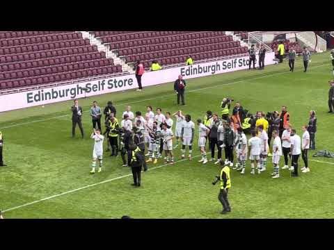 Celtic Fans Celebrating with Captain Callum Mcgregor￼ after Winning the League (Hearts V Celtic)0-2