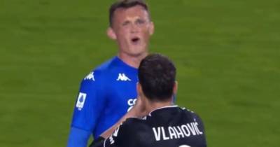 Watch Liam Henderson brutally mock Dusan Vlahovic over Chelsea target’s transfer fee