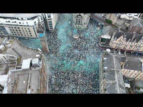 CRAZY SCENES &ndash; CELTIC FANS AT MERCHANT CITY!!!! DRONE FOOTAGE