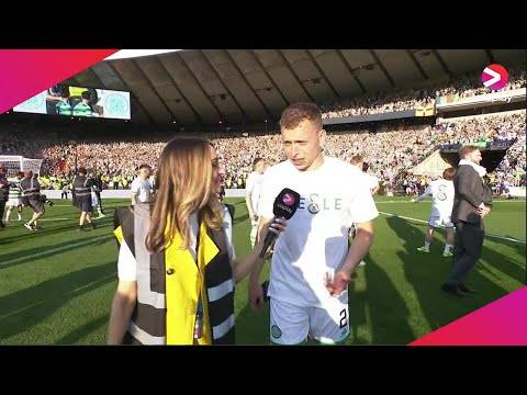 Celtic’s Alistair Johnston speaks after winning the Scottish Cup and treble with Celtic