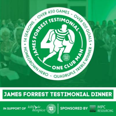 Limited tickets available for James Forrest Testimonial Dinner