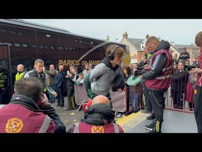 Celtic Team Bus Arriving Before the Motherwell V Celtic Game!!!
