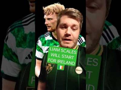 Liam Scales makes his competitive debut for Ireland against Greece #coybig #eire #celticfc #ireland