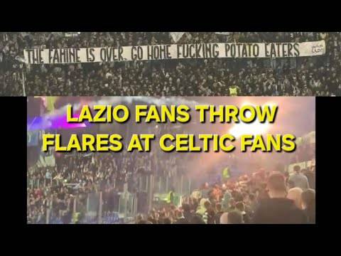Lazio Fans Throw Flares at Celtic Fans & Unfurl Banner / Champions League