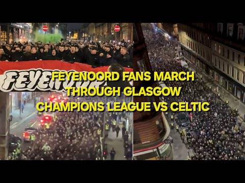 Feyenoord Fans March Through Glasgow / Champions League Vs Celtic