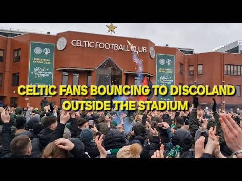 Celtic Fans Bouncing to Discoland Outside the Stadium
