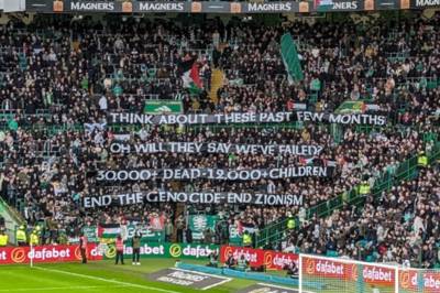 Celtic ultras unveil pro-Palestine banner pre-Kilmarnock
