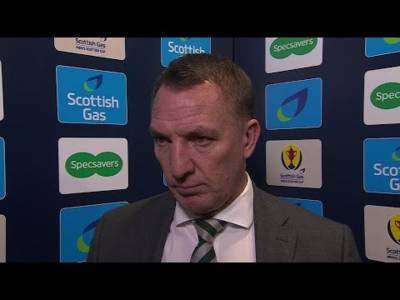 Celtic manager Brendan Rodgers interviewed after Scottish Cup victory against Livingston