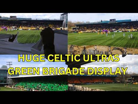HUGE CELTIC ULTRAS GREEN BRIGADE TIFO / BANNER DISPLAY | Livingston 0-3 Celtic