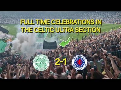 Full Time Celebrations From Celtic Ultra Section / Celtic 2-1 Rangers