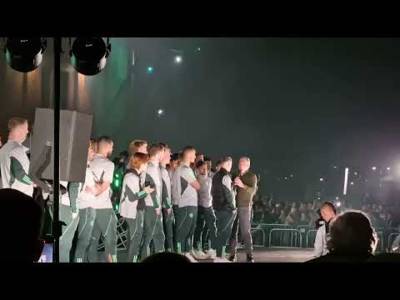 Brilliant Callum Mcgregor Speech Celebrating Winning the League Outside Stadium