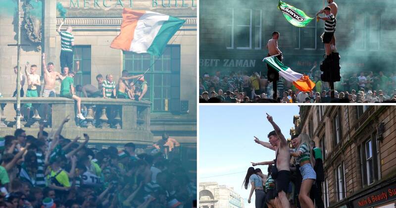 Thousands of Celtic supporters descend on Glasgow title party