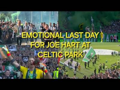 Super Joe Hart Final Day at Celtic Park / Trophy, Megaphone, Flag & Tifo
