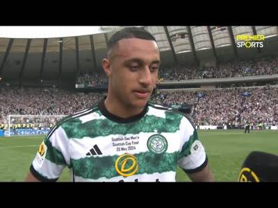 Celtic’s Adam Idah reacts to scoring the winner in the Scottish Cup final