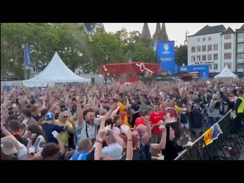 SCENES &ndash; Scotland Fans Celebrate Goal Against Switzerland &ndash; Fanzone