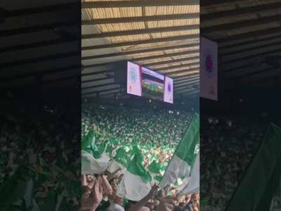 Celtic fans flag tifo v Rangers