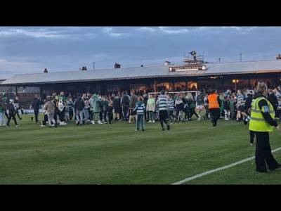 Mass Pitch Invasion Full Time Celtic v Ayr United
