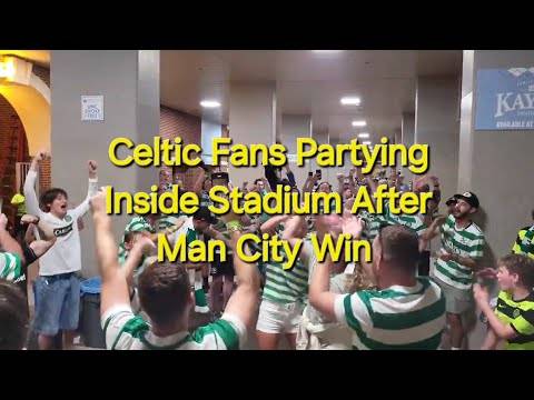 Celtic Fans Partying Inside Stadium After Man City Victory (4-3)