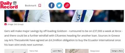 Daily Record loses the plot with Ibrox mega-bucks deal