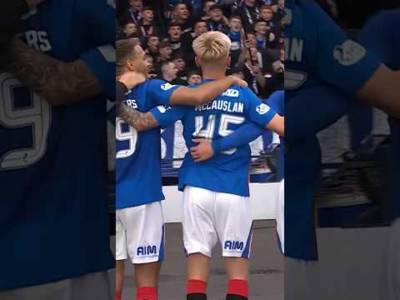 Rangers players, staff and fans celebrate after Premier Sports Cup Second Round win