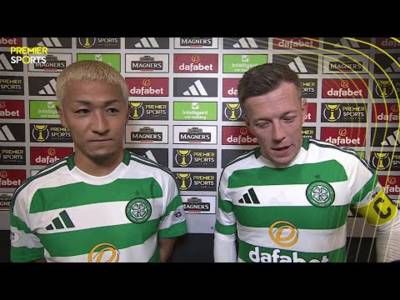 Celtic’s Daizen Maeda and Callum McGregor speak after 3-1 victory against Hibernian