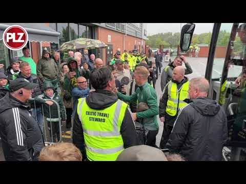 Brendan Rodgers and Celtic arrive at the SMiSA stadium ahead of kick off v St Mirren