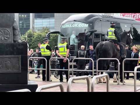 Crazy Scene!!! Rangers Tean Bus Arriving at Celtc Park Before the Celtic V Rangers Game!!!!