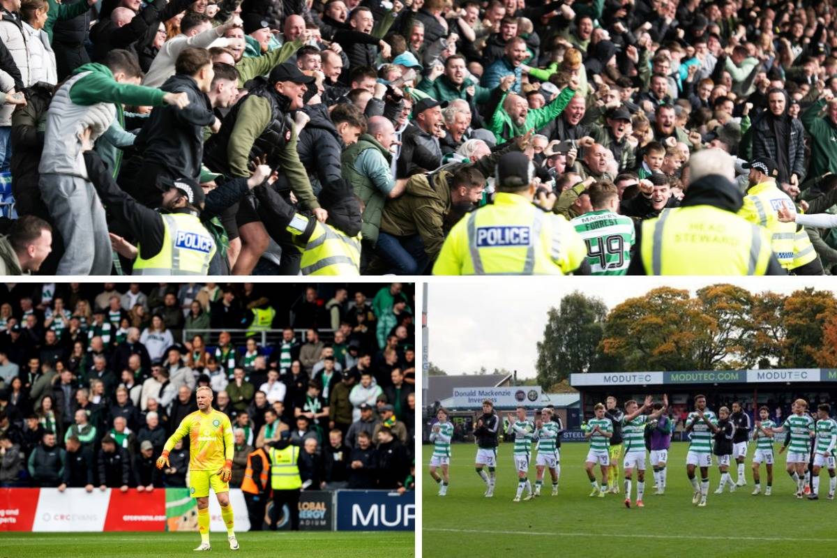13 eye-catching photos of Celtic fans celebrating the 2-1 win at Ross County in the Scottish Premiership &ndash; gallery