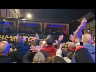 Aberdeen Fans Wave Away Rangers Supporters Buses After Their 2-1 Victory