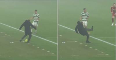 Brendan Rodgers absolutely stacks it while hoofing ball during Celticâ€™s win over Aberdeen