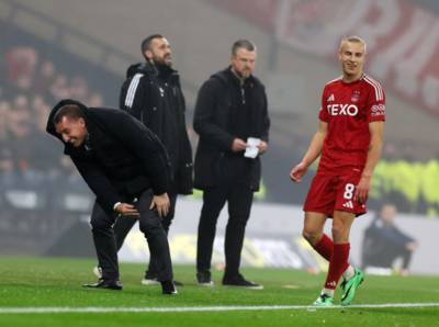 Brendan Rodgers reacts to yellow card after his ‘raging’ Celtic slip