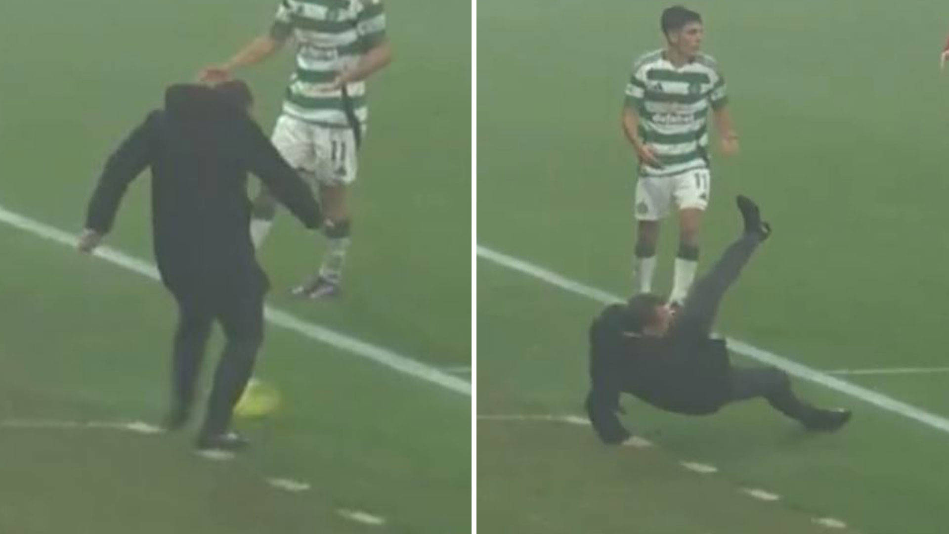 Brendan Rodgers stacks it on touchline and then gets BOOKED for embarrassing moment as Celtic boss admits â€˜thatâ€™s poorâ€™