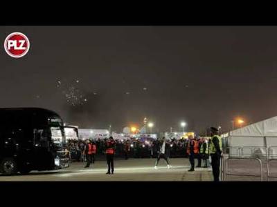 Celtic team arrive to fireworks ahead of #UCL clash