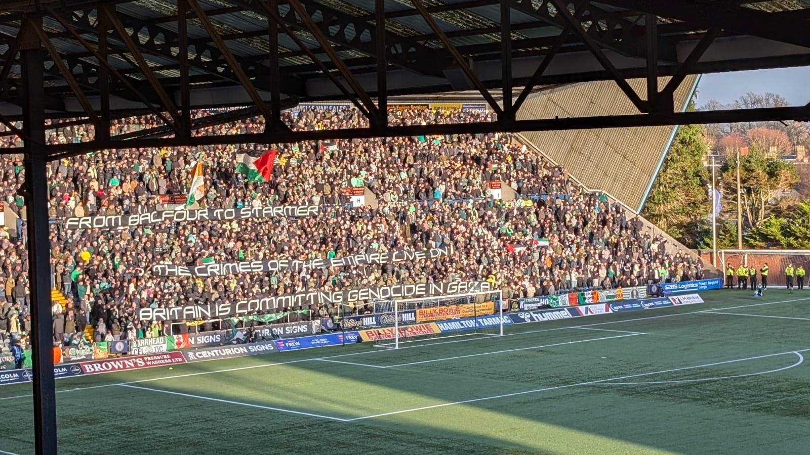 Celtic fans protest during minuteâ€™s silence at Rugby Park