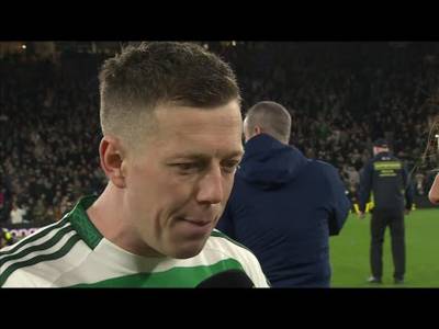 Callum McGregor reacts to Celtic beating Rangers on penalties to win the Premier Sports Cup